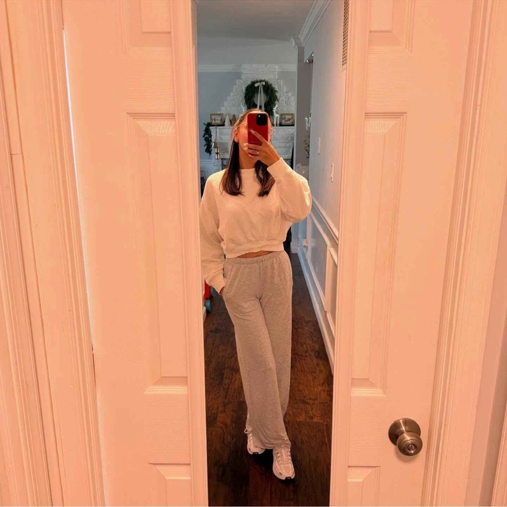Target Wild Fable Wide Leg Lounge Pants Gray XS  Drawstring Women's Fleece Sweat - Picture 7 of 10